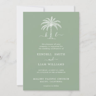 Invitation Monogramme Mariage Logo Palm Tree