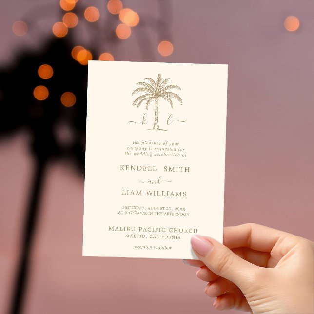 Invitation Monogramme Mariage Logo Palm Tree (Créateur téléchargé)