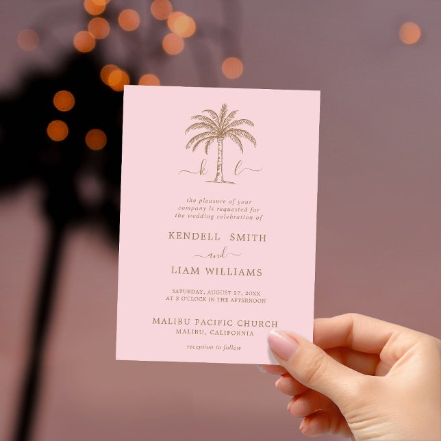 Invitation Monogramme Mariage Logo Palm Tree (Créateur téléchargé)
