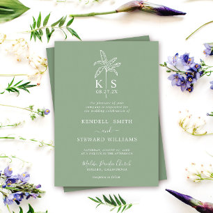 Invitation Monogramme Mariage Logo Palm Tree