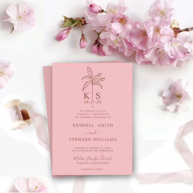 Invitation Monogramme Mariage Logo Palm Tree (Créateur téléchargé)