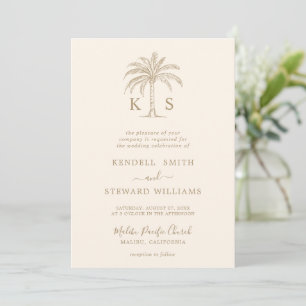 Invitation Monogramme Mariage Logo Palm Tree