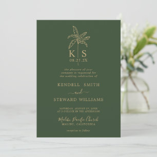 Invitation Monogramme Mariage Logo Palm Tree