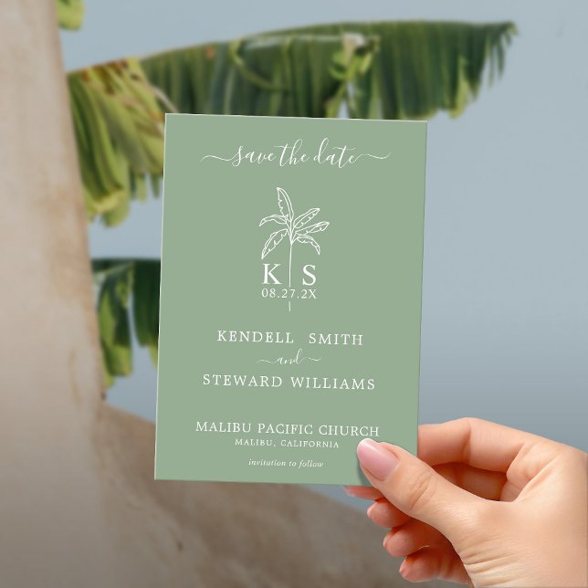 Invitation Monogramme Mariage Logo Palm Tree Enregistrer la d (Créateur téléchargé)