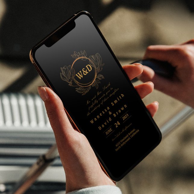 Invitation Monogramme mariage minimaliste Or simple élégant (Créateur téléchargé)