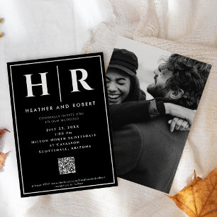 Invitation Monogramme mariage Simple Classic Minimal QR Code
