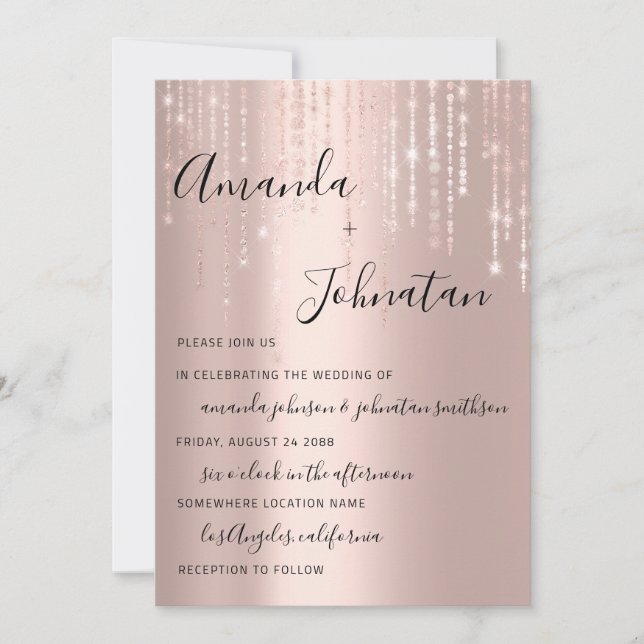 Invitation Monogramme mariage Simply Rose Strings (Devant)