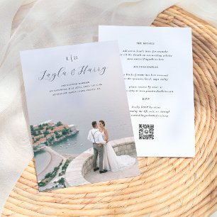 Invitation Monogramme mariage   Tout en un code QR photo