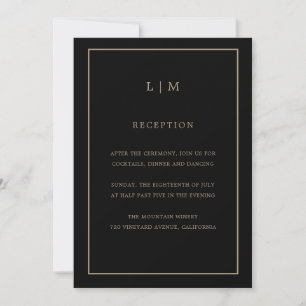 Invitation Monogramme minimal d'or noir Simple mariage élégan