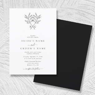 Invitation Monogramme minimaliste botanique rustique Mariage
