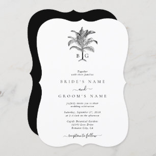 Invitation Monogramme minimaliste de palmier tropical Mariage