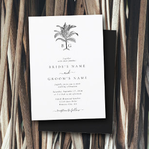 Invitation Monogramme minimaliste de palmier tropical Mariage