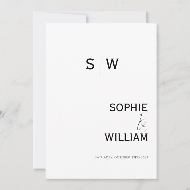 Invitation Monogramme minimaliste Mariage (Devant)
