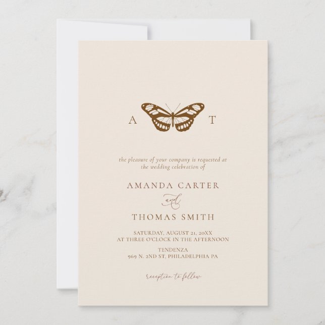 Invitation Monogramme minimaliste Mariage chic (Devant)