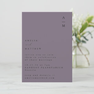 Invitation Monogramme minimaliste Mariage violet chic Dusty c
