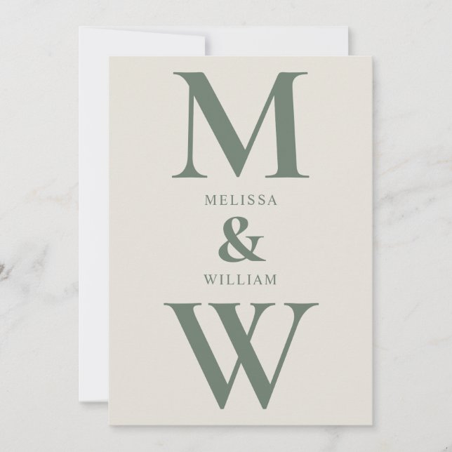 Invitation Monogramme minimaliste moderne Mariage Champagne v (Devant)