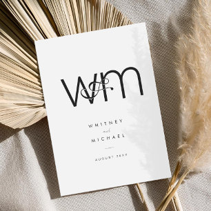 Invitation Monogramme minimaliste moderne Mariage noir et bla