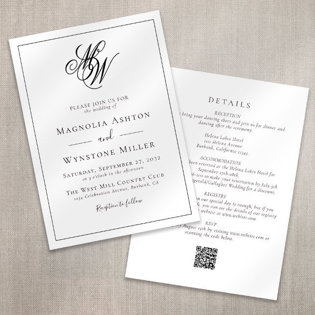 Invitation Monogramme minimaliste moderne tout en un Mariage (Créateur téléchargé)