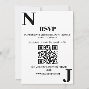 Invitation Monogramme minimaliste noir et blanc Mariage RSVP