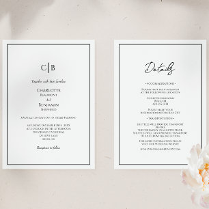 Invitation Monogramme minimaliste simple tout en un Mariage