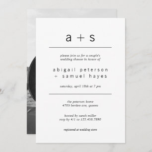 Invitation Monogramme minimaliste Wedding shower photo Couple