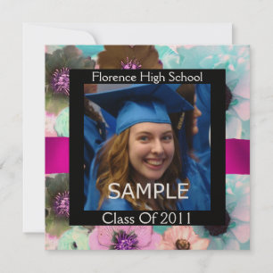 INVITATION MONOGRAMME MODÈLE PHOTO DE DIPLÔME FLORAL