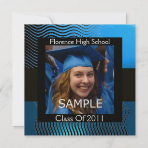 Invitation MONOGRAMME MODÈLE PHOTO DE VAGUES ÉLÉGANTES, Bleu