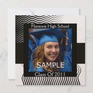 Invitation MONOGRAMME MODÈLE PHOTO DE VAGUES ÉLÉGANTES, noir 