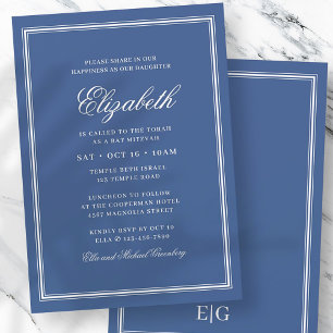 Invitation Monogramme moderne bat mitzvah sur cadre simple