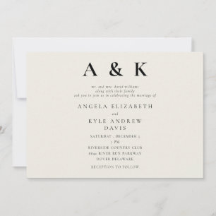 Invitation Monogramme moderne Beige Mariage horizontal modern