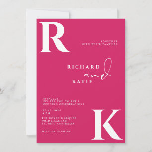 Invitation Monogramme moderne brillant rose