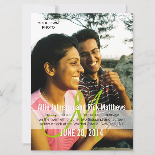 Invitation Monogramme moderne d'invitations de mariage de (Devant)