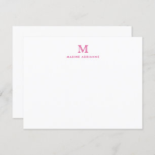 Invitation Monogramme moderne fille Magenta initial rose chau