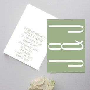 Invitation Monogramme moderne Sage Mariage de typographie ver