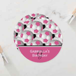 Invitation Monogramme Motif de balle de football rose fête d'