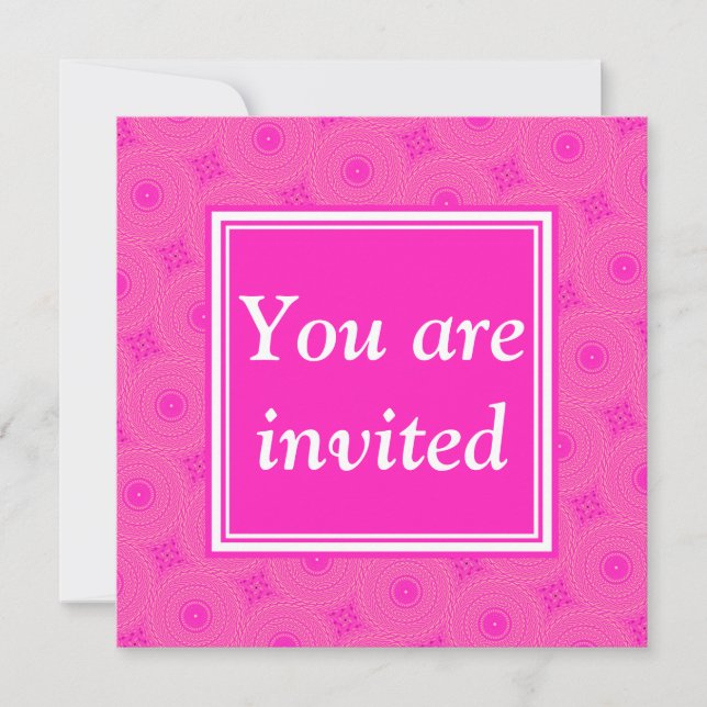 Invitation Monogramme motif rose chaud cercles (Devant)