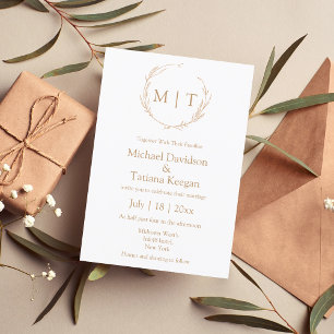 Invitation monogramme naturel minimaliste mariage formel