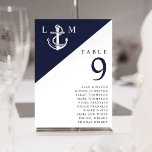Invitation Monogramme nautique de la Marine Numéro du tableau<br><div class="desc">Ces numéros de table marine bleu et blanc minimaliste nautique,  élégante de mariage peuvent être personnalisés avec vos informations dans la typographie moderne. Conçu par Thisisnotme©</div>