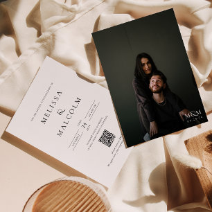 Invitation Monogramme noir et blanc classique et Mariage de c