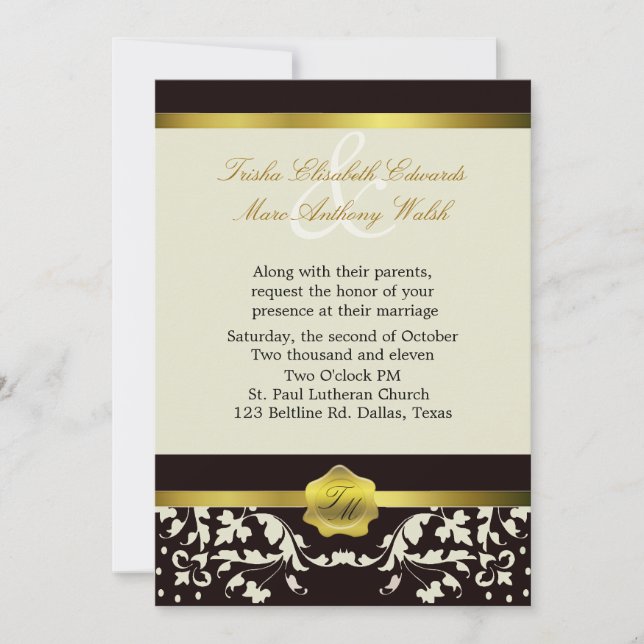 Invitation Monogramme noir et ivoire (Devant)
