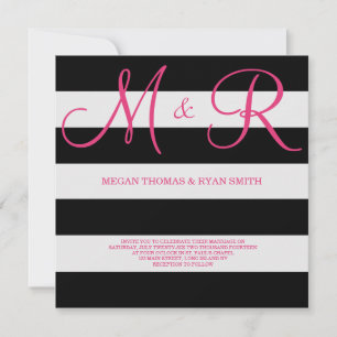 Invitation Monogramme noir et rose