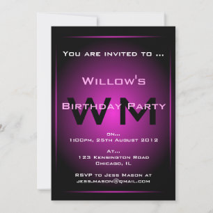 Invitation Monogramme noir et rose brillant Sci-fi - Invitati