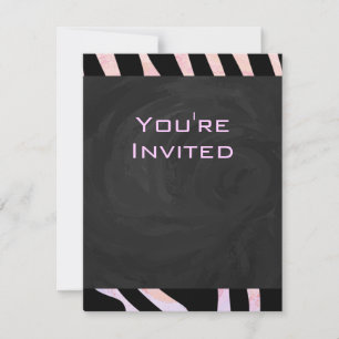 Invitation Monogramme noir et rose Zebra
