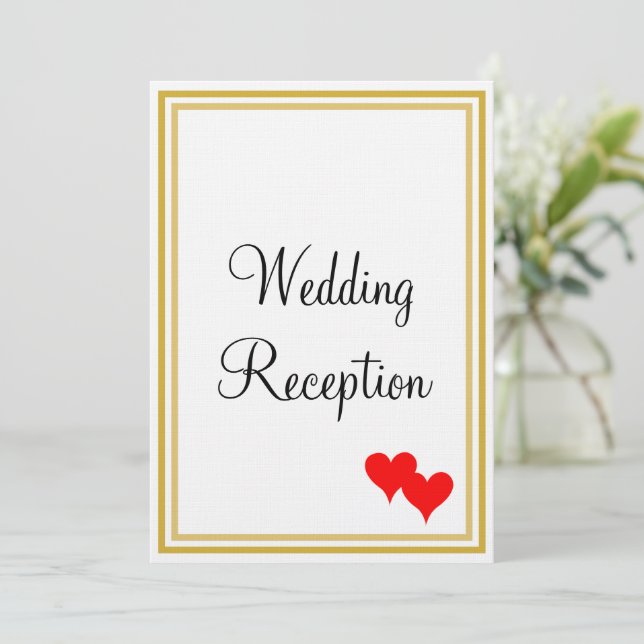Invitation Monogramme Or Blanc Réception de Mariage Cœurs Rou (Debout devant)