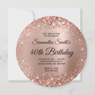 Invitation Monogramme or Ombre Rose de la Glitterie 40e anniv