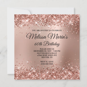 Invitation Monogramme or Ombre Rose de la Glitterie 60e anniv