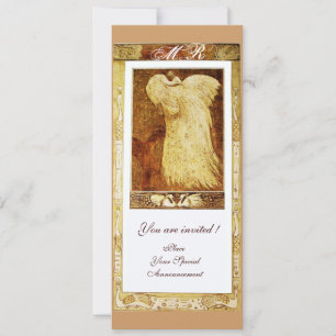 Invitation MONOGRAMME PAON AMOUR MARIAGE ,marron blanc