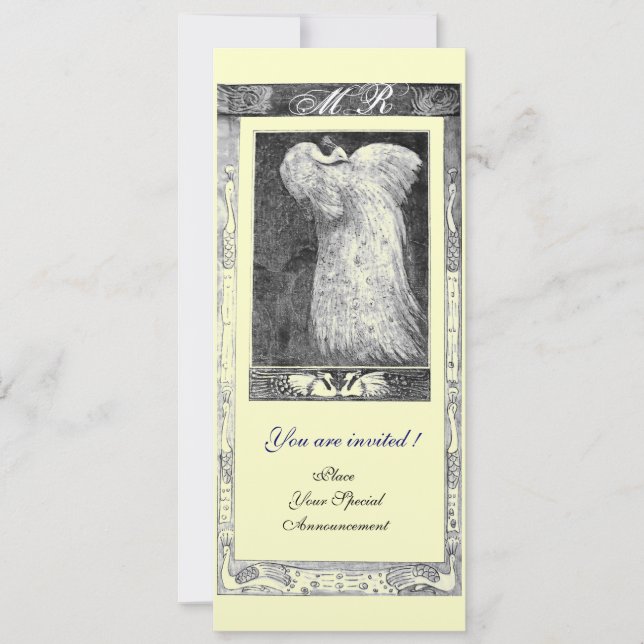 Invitation MONOGRAMME PAON AMOUR MARIAGE ,noir blanc (Devant)