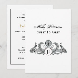 Invitation Monogramme Paons Vintage