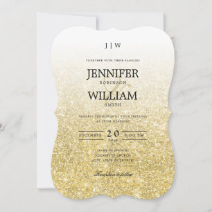 Invitation Monogramme Parties scintillant or de mariage simpl